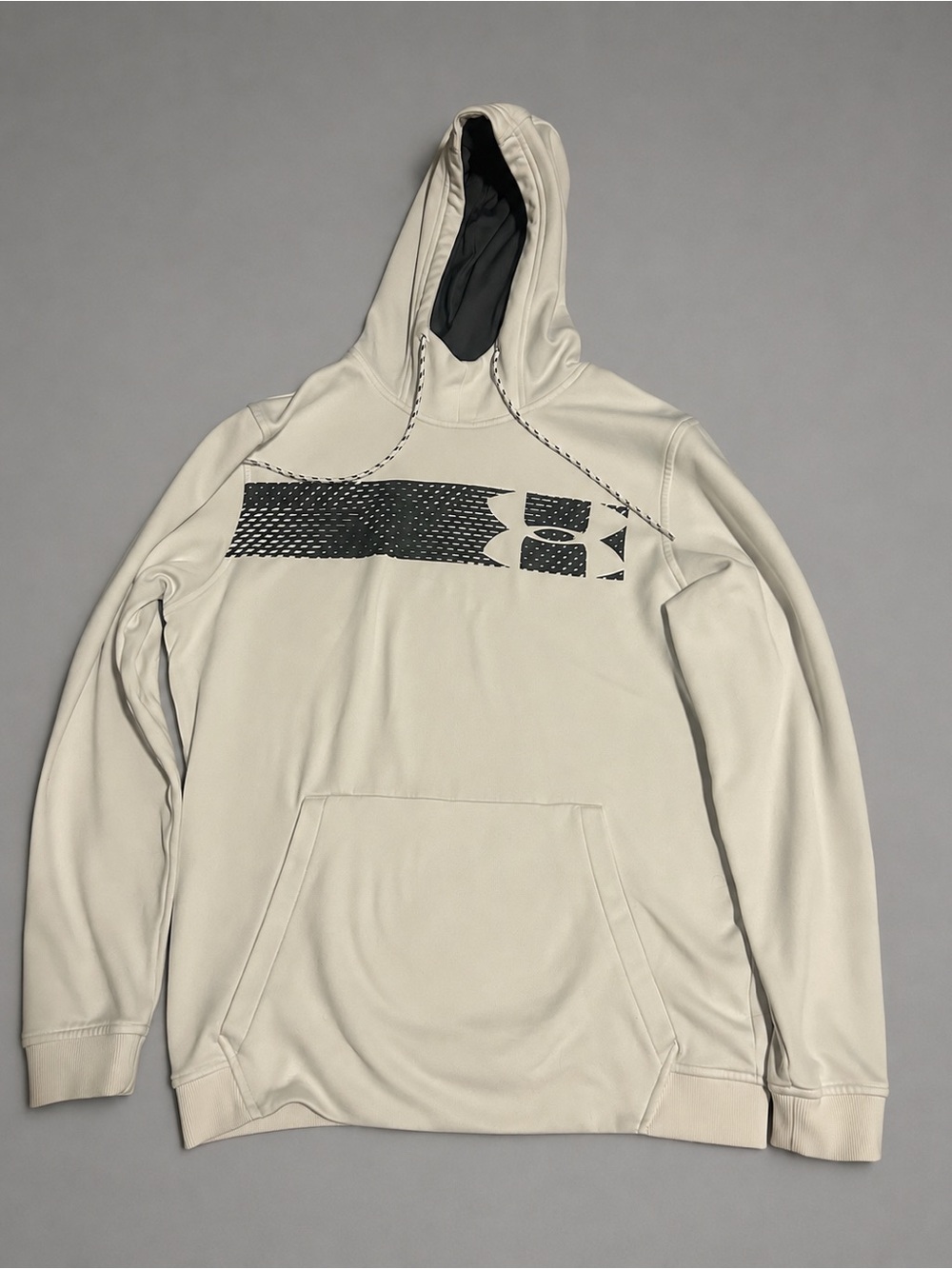 Under Armour Cream Hoodie with Black Graphic Logo